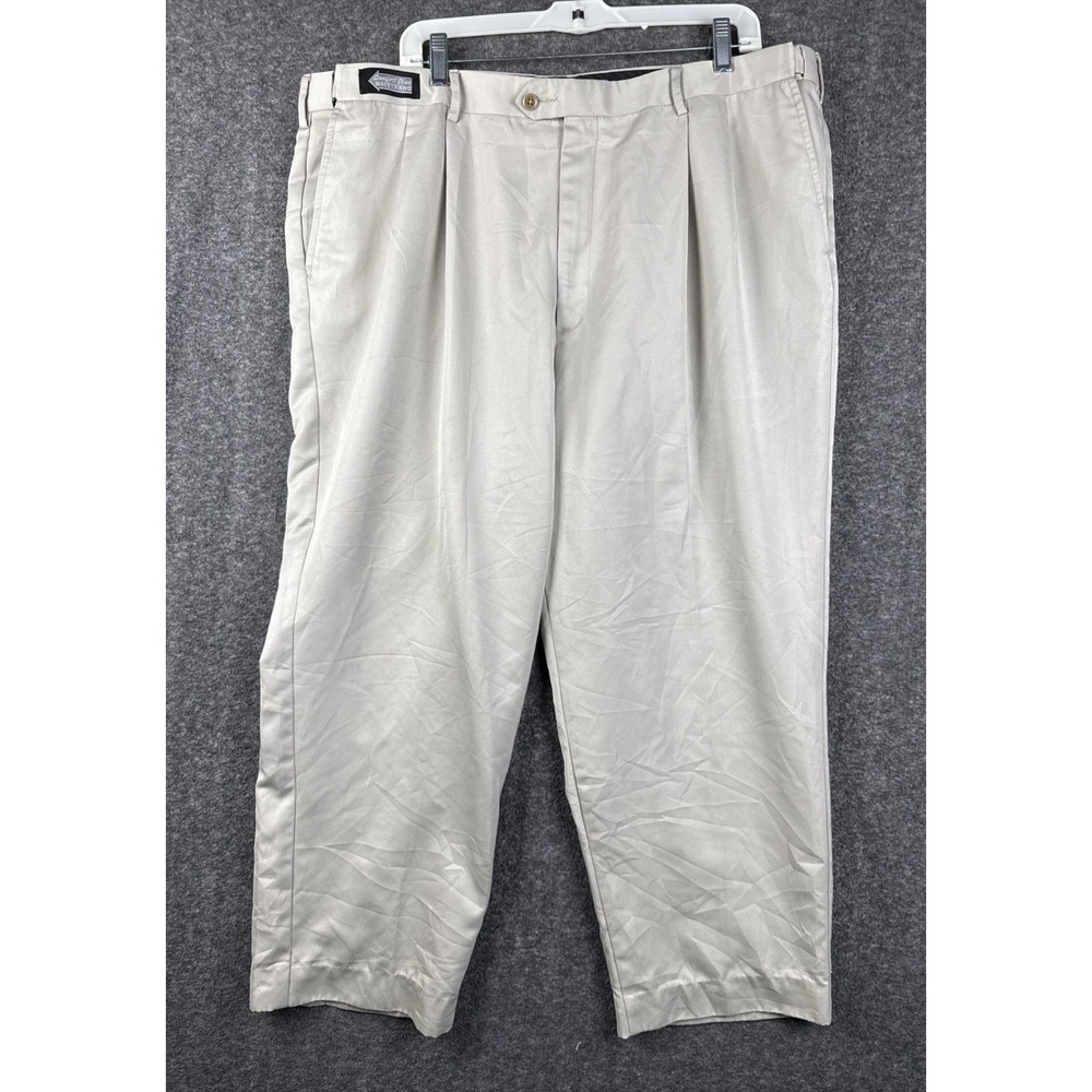 Savane Comfort Plus Mens Dress Pant Slacks Pleated Front 42x29 Beige Office Work